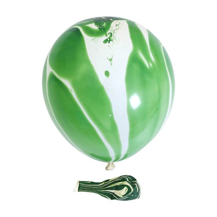 ballons latex effet marbré vert jungle pasteque