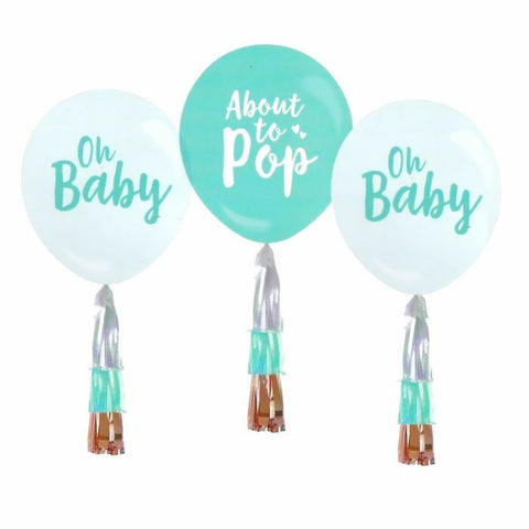 Baby Shower Baby Balloons with Tassels (3 pack)